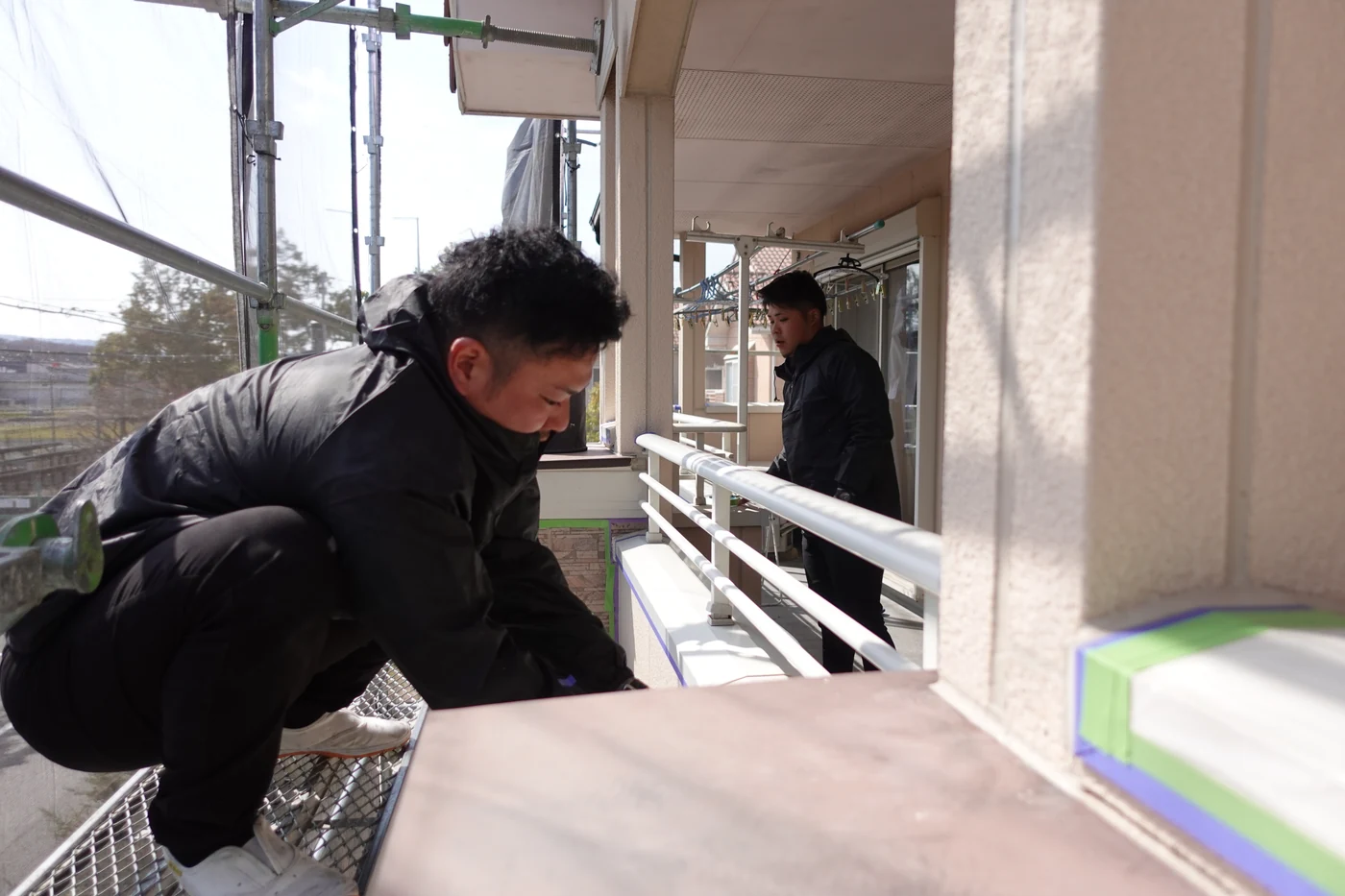 本高塗装の施工風景